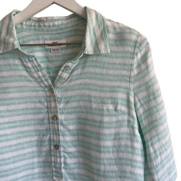 Vineyard Vines 100% Linen Tonal Stripe Popover Top, Size 6 - Picture 2 of 5
